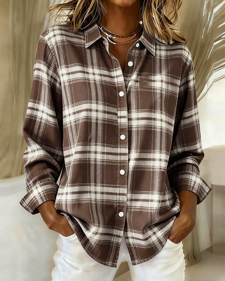 MaryAnne® | Shirt with Check Pattern and Notched Collar
