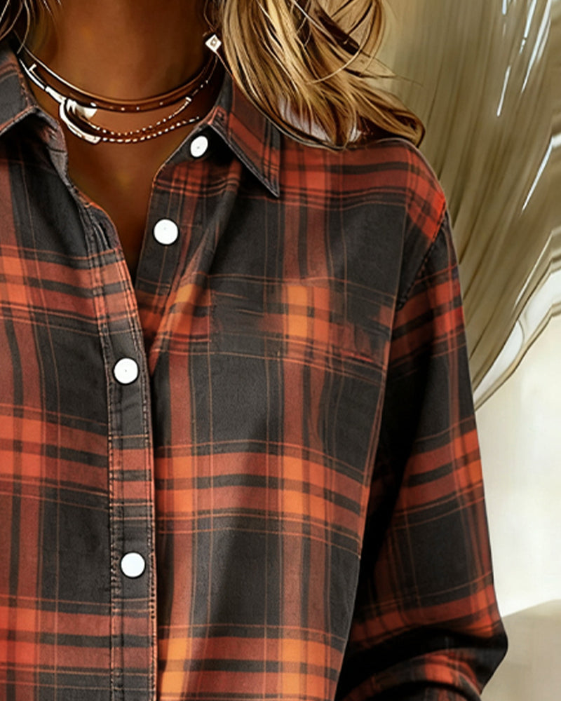 MaryAnne® | Shirt with Check Pattern and Notched Collar