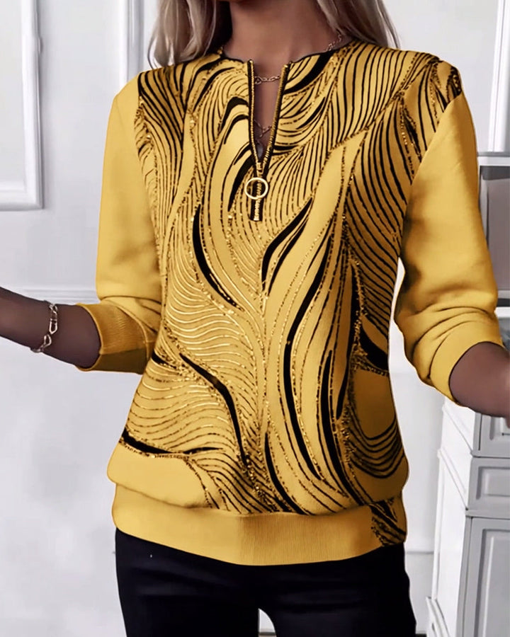 MaryAnne® | Casual Printed Zip Sweatshirt