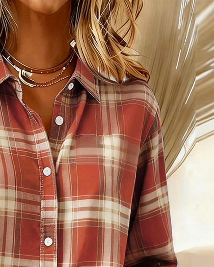 MaryAnne® | Shirt with Check Pattern and Notched Collar
