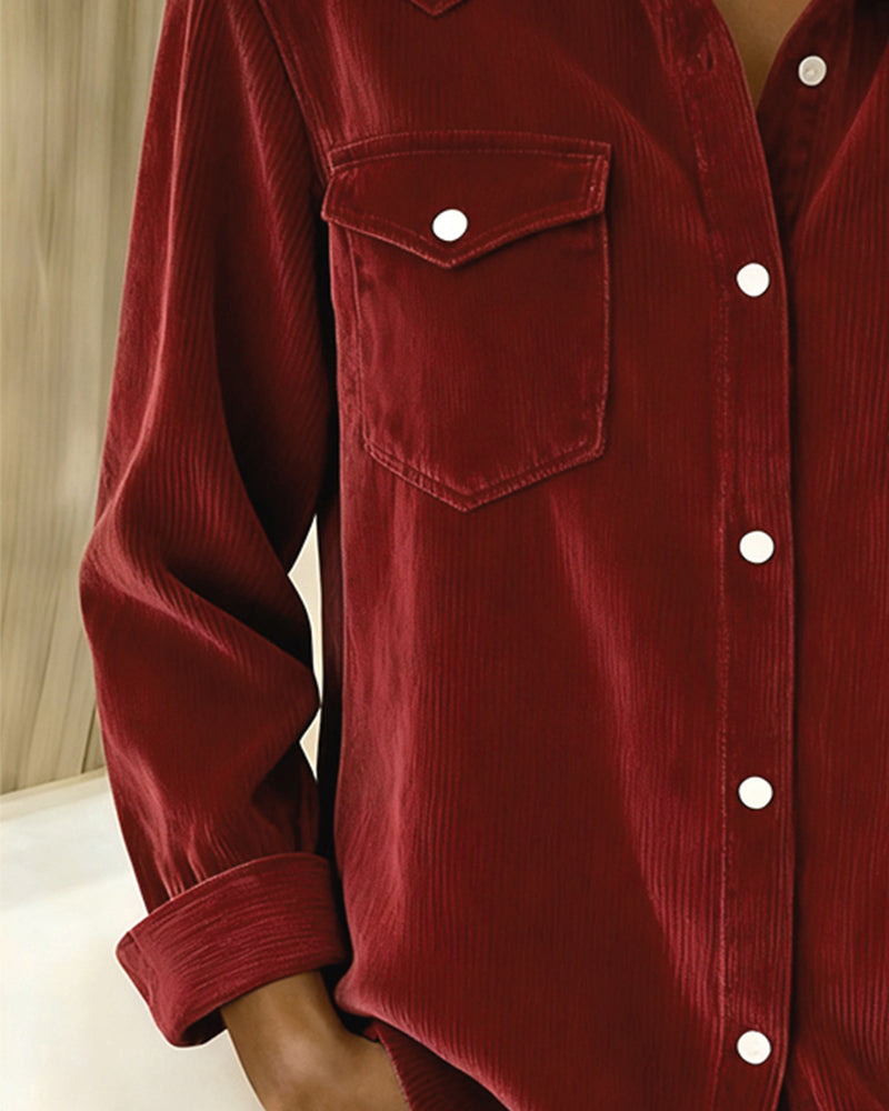 MaryAnne® | Long-Sleeve Shirt with Lapel and Button Placket