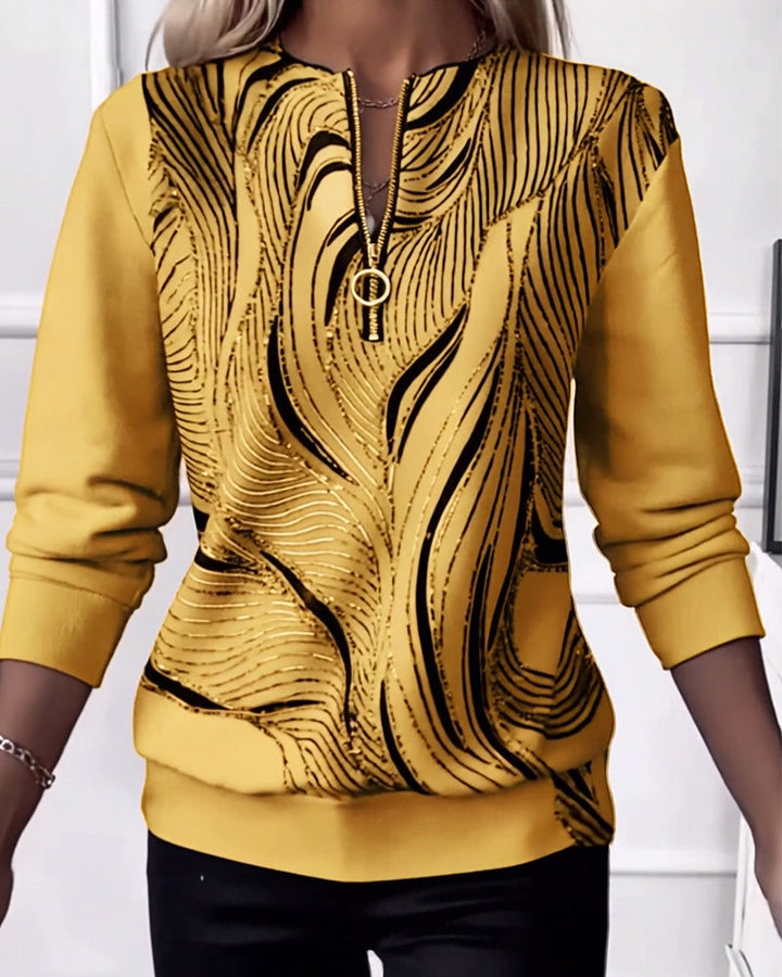 MaryAnne® | Casual Printed Zip Sweatshirt