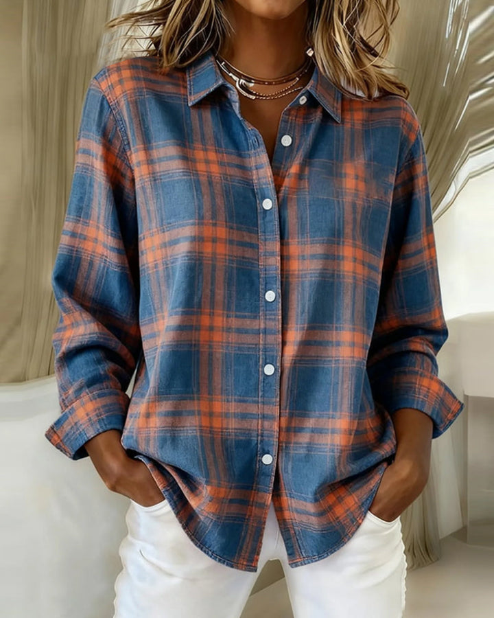 MaryAnne® | Shirt with Check Pattern and Notched Collar