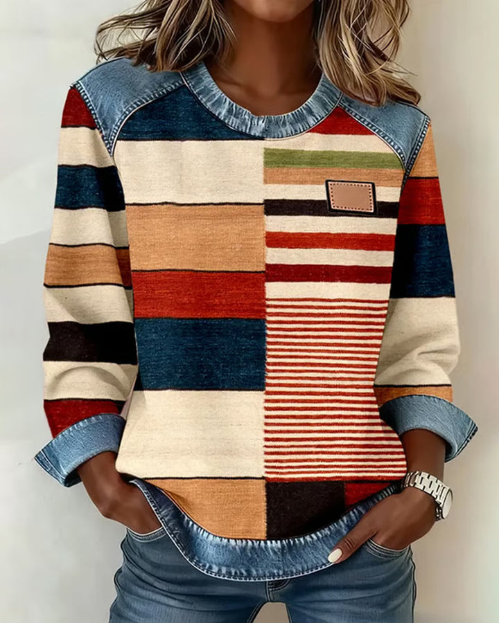 MaryAnne® | Colorful Striped Sweater with Round Neck